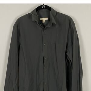 Merona Gray Button-Up Shirt Long Sleeve Men's Large Cotton Blend Casual